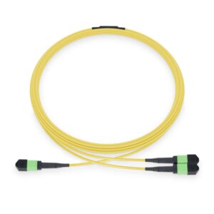 30m(98ft) MPO-8(Female APC) to 2xMPO-4(Female APC) OS2 Single mode Elite Breakout Cable, 8 Fiber, Plenum(LSZH), Yellow